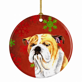 English Bulldog #2 Christmas Snowflakes Ornament