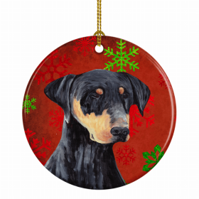 Doberman Christmas Snowflakes Ornament