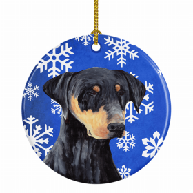 Doberman Winter Snowflakes Ornament