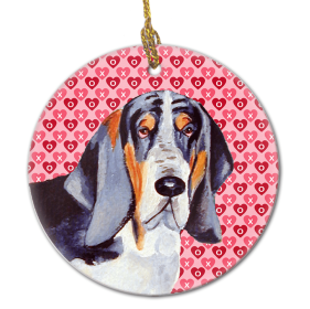 Basset Hound Valentine's Day Ceramic Ornament