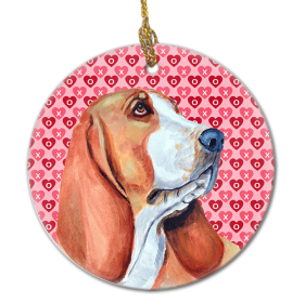 Basset Hound #3 Valentine's Day Ceramic Ornament