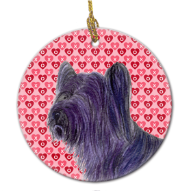 Skye Terrier Valentine's Day Ceramic Ornament