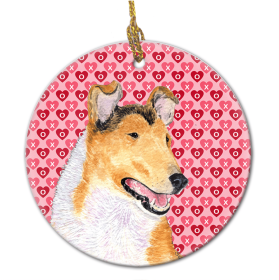 Collie #3 Valentine's Day Ceramic Ornament