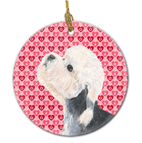 Dandie Dinmont Valentine's Day Ceramic Ornament