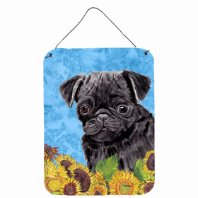Pug Summer Flowers Design Wall or Door Hanging Prints