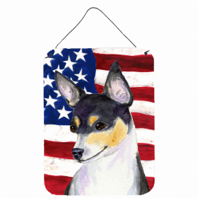 Toy Fox Terrier USA American Flag Wall or Door Hanging Prints