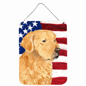 Golden Retriever USA American Flag Wall or Door Hanging Prints