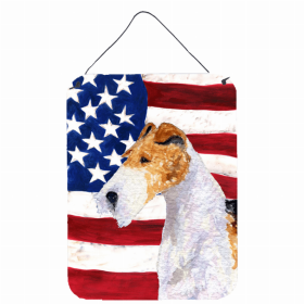 Wire Fox Terrier 1 USA American Flag Wall or Door Hanging Prints