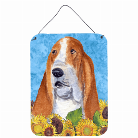 Basset Hound Summer Flowers Design Wall or Door Hanging Prints