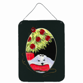 Maltese with Christmas Tree Art Wall or Door Hanging Prints