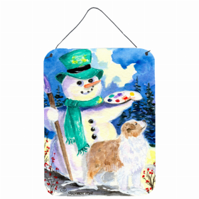 Australian Shepherd with Snowman Art Wall or Door Hanging Prints