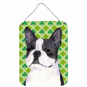 Boston Terrier #3 St. Patrick's Day Shamrock Wall or Door Hanging Prints