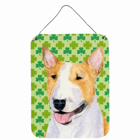 Bull Terrier #3 St. Patrick's Day Shamrock Wall or Door Hanging Prints
