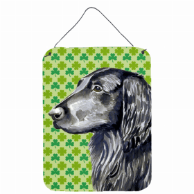 Flat Coated Retriever St. Patrick's Day Shamrock Wall or Door Hanging Prints