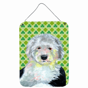 Old English Sheepdog St. Patrick's Day Shamrock Wall or Door Hanging Prints
