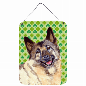 Norwegian Elkhound St. Patrick's Day Shamrock Wall or Door Hanging Prints