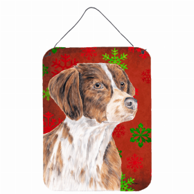 Brittany Red and Green Snowflakes Holiday Christmas Design Wall or Door Hanging Prints