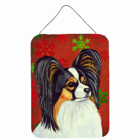 Papillon Red and Green Snowflakes Holiday Christmas Design Wall or Door Hanging Prints