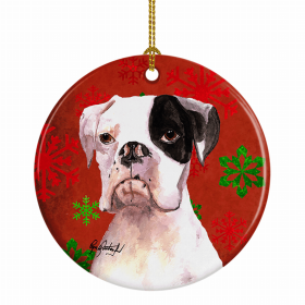 Boxer - Cooper1 - Christmas Snowflakes Ornament