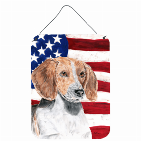 English Foxhound USA American Flag Wall or Door Hanging Prints