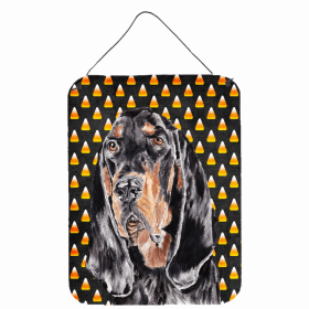 Black and Tan Coonhound Candy Corn Halloween Wall or Door Hanging Prints