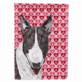 Bull Terrier Hearts Love and Valentine's Day Portrait Garden Flag
