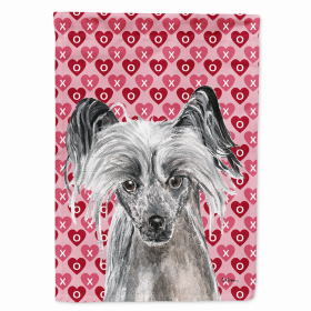 Chinese Crested #2 Hearts Love and Valentine's Day Portrait Garden Flag