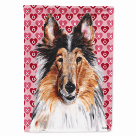 Collie Hearts Love and Valentine's Day Portrait Garden Flag