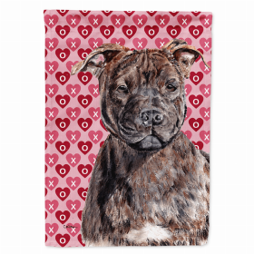 Staffordshire Bull Terrier #2Hearts Love and Valentine's Day Portrait Garden Flag