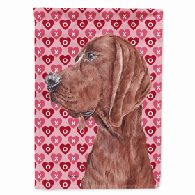 Redbone Coonhound Hearts Love and Valentine's Day Portrait Garden Flag