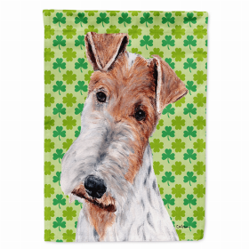 Wire Fox Terrier Lucky Shamrock St. Patrick's Day Flag Garden Size
