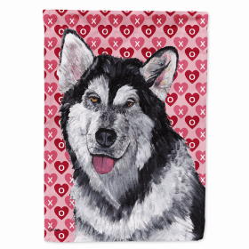 Alaskan Malamute 1 Hearts Love and Valentine's Day Portrait Garden Flag