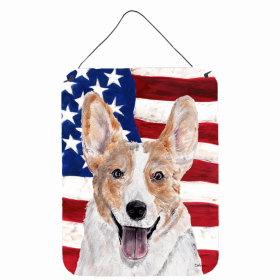 Corgi - Cardigan - USA American Flag Wall or Door Hanging Prints