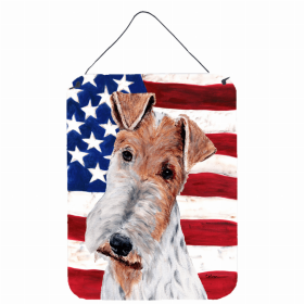Wire Fox Terrier #2 USA American Flag Wall or Door Hanging Prints
