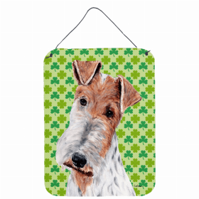Wire Fox Terrier St. Patrick's Day Shamrock Wall or Door Hanging Prints