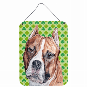Staffordshire Bull Terrier St. Patrick's Day Shamrock Wall or Door Hanging Prints