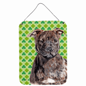 Staffordshire Bull Terrier #2 St. Patrick's Day Shamrock Wall or Door Hanging Prints