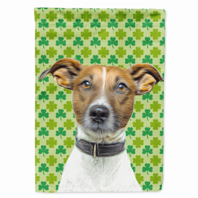 Jack Russell Terrier St. Patrick's Day Shamrock Portrait Garden Flag