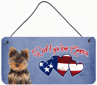 Yorkie 2 Woof If You Love America Artwork Wall or Door Hanging Prints