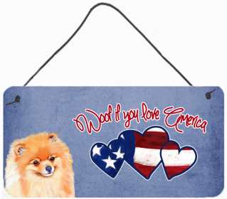 Pomeranian Woof If You Love America Artwork Wall or Door Hanging Prints