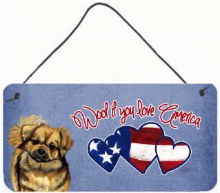 Tibetan Spaniel Woof If You Love America Artwork Wall or Door Hanging Prints
