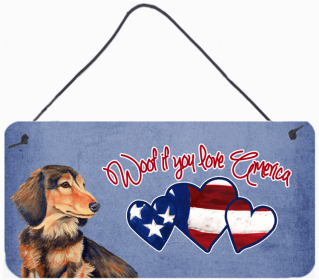 Dachshund 1 Woof If You Love America Artwork Wall or Door Hanging Prints