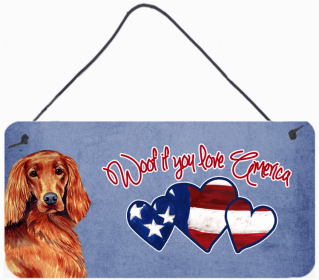 Irish Setter 1 Woof If You Love America Artwork Wall or Door Hanging Prints