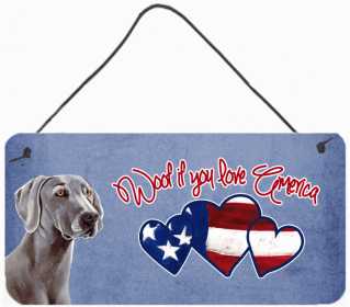 Weimaraner Woof If You Love America Artwork Wall or Door Hanging Prints
