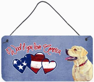 Labrador Retriever 1 Woof If You Love America Artwork Wall or Door Hanging Prints