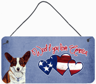 Corgi 1 Woof If You Love America Artwork Wall or Door Hanging Prints