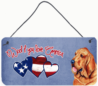 Bloodhound Woof If You Love America Artwork Wall or Door Hanging Prints