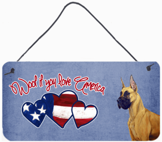 Great Dane 2 Woof If You Love America Artwork Wall or Door Hanging Prints