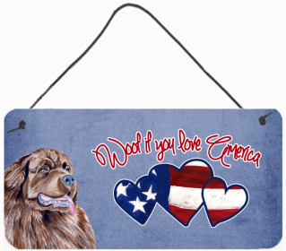 Newfoundland Woof If You Love America Artwork Wall or Door Hanging Prints