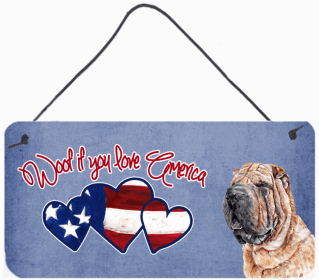 Shar Pei Woof If You Love America Artwork Wall or Door Hanging Prints